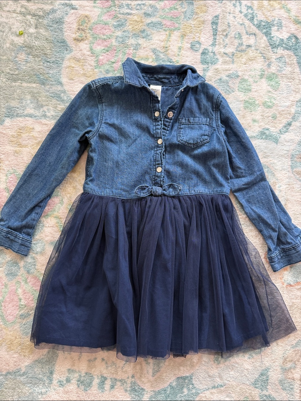 OshKosh B'gosh Denim-Look Top with Navy Tulle Skirt